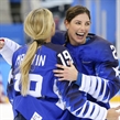 GANGNEUNG, SOUTH KOREA - FEBRUARY 22: USA's Hilary Knight #21 and Gigi Marvin #19 celebrate after a 3-2 shoot-out win against Canada in the gold medal game at the PyeongChang 2018 Olympic Winter Games. (Photo by Andre Ringuette/HHOF-IIHF Images)

